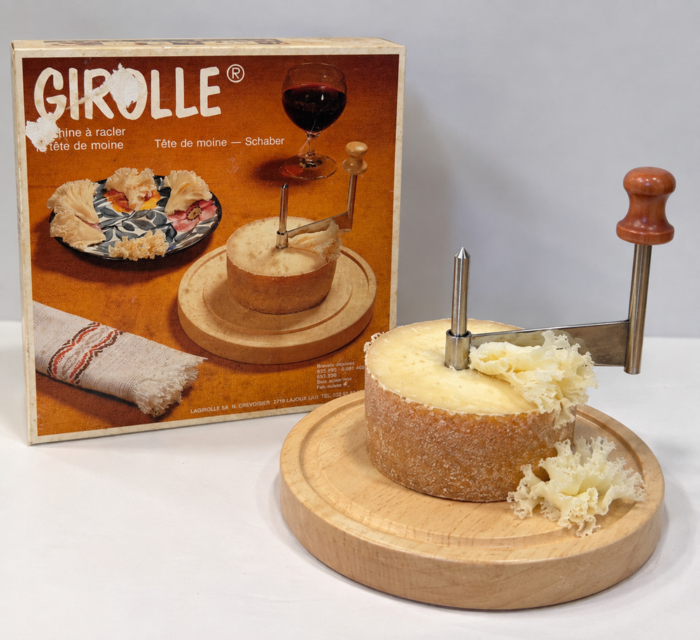 Vintage NEW Swiss Girolle Tête de Moine Cheese Curler Shaver With Box